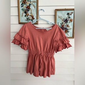Mabel + Honey - Olivia Knit Romper, coral 6x